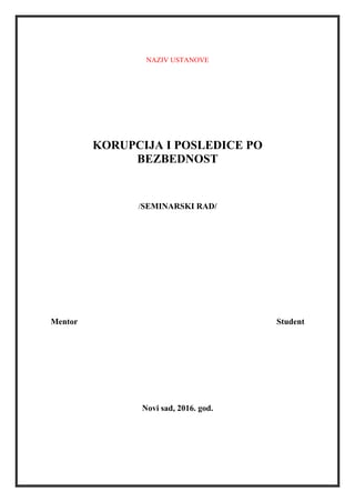 Korupcija i posledice po bezbednost