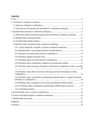 Karakteristike avioterorizma