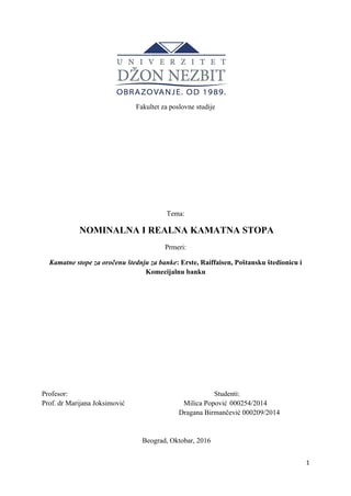 Nominalna i realna kamatna stopa