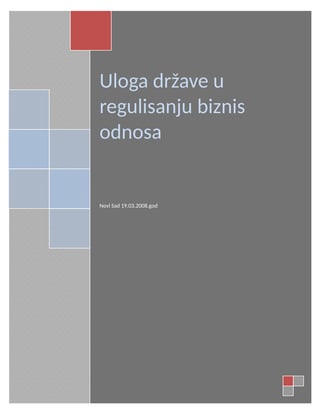 Uloga države  u regulisanju biznis odnosa