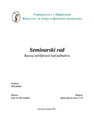 Razvoj izdržljivosti kod fudbalera