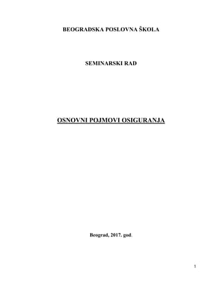 Osnovni pojmovi osiguranja