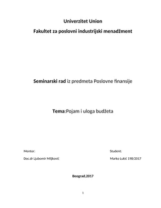 Pojam i uloga budžeta