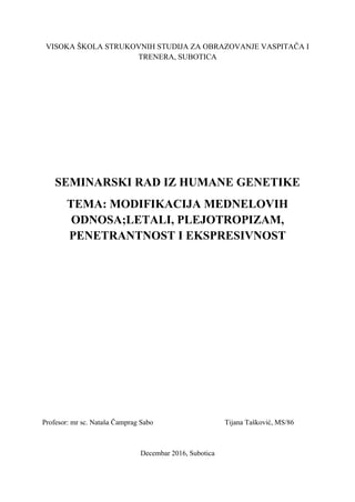 Modifikacija Mendelovih odnosa