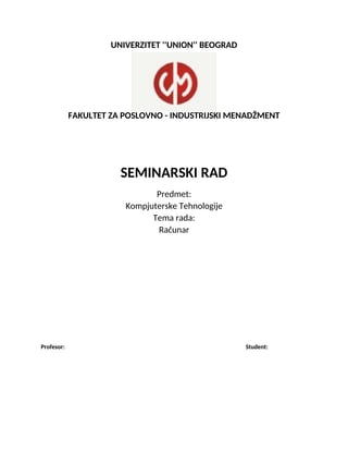 Računar: komponente, hardver, softver i računarske mreže