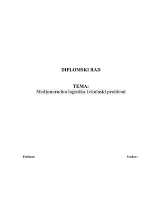 Međunarodna logistika i ekološki problemi