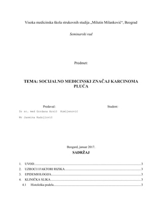 Socijalno medicinski značaj karcinoma pluća