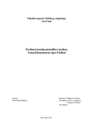 Elementarne igre-Fudbal