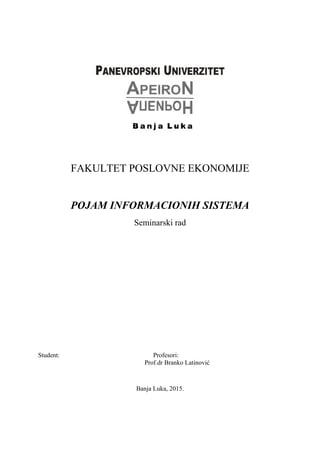 Pojam informacionih sistema