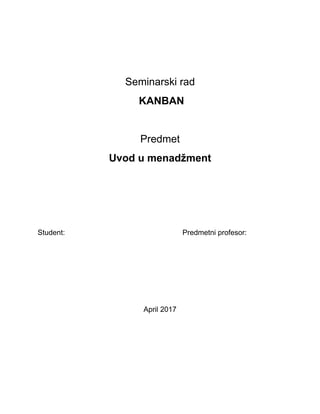 Kanban sistem: uvod u menadžment sa primerom primene u bolnici