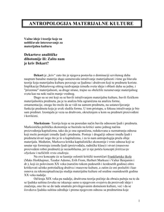 Antropologija materijalne kulture – predavanja