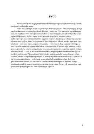 Primena procesa zdravstvene nege u praksi