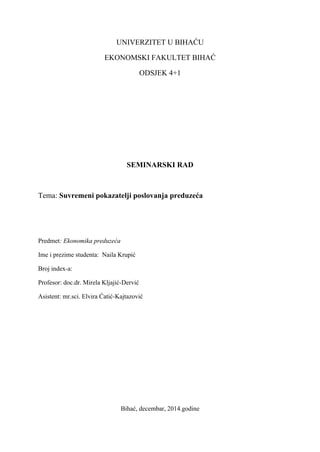 Savremeni pokazatelji poslovanja preduzeća