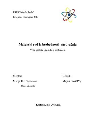 Vrste grešaka učesnika u saobraćaju