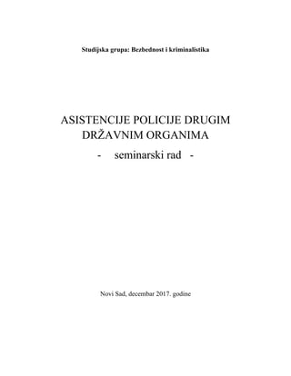 Asistencije policije drugim državnim organima