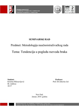 Tendencije prema razvodu braka
