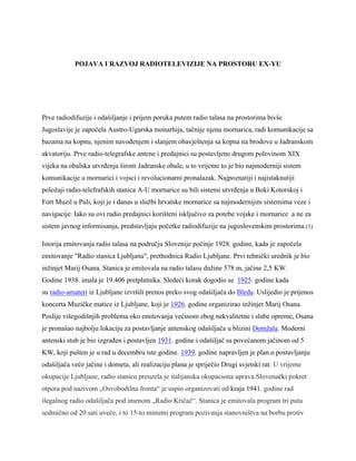 Pojava i razvoj radio televizije na prostoru ex-Yu