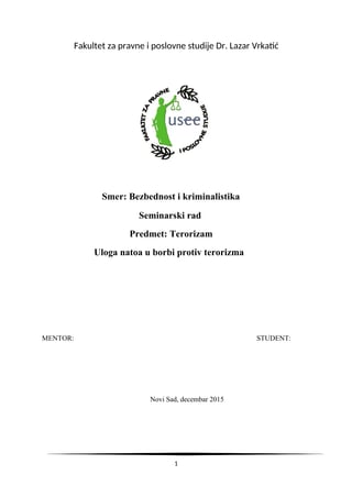 Uloga NATO-a u borbi protiv terorizma