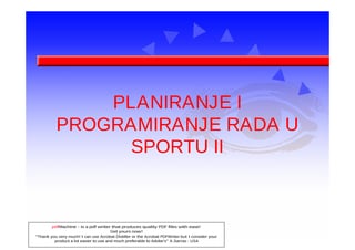 Planiranje i programiranje rada u sportu