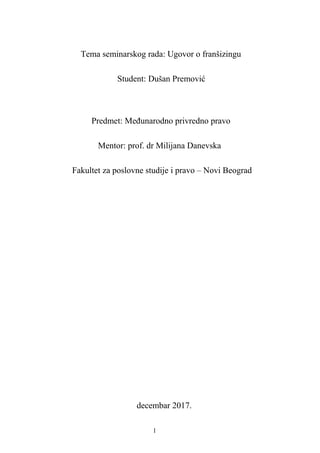 Ugovor o franšizingu