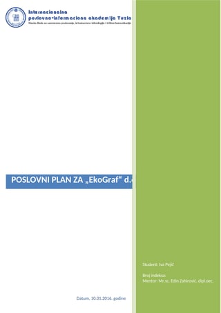 Poslovni plan za „EkoGraf“ d.o.o.