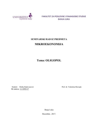 Oligopol: analiza tržišne strukture