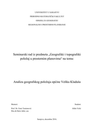 Geografski položaj opštine Velika Kladuša