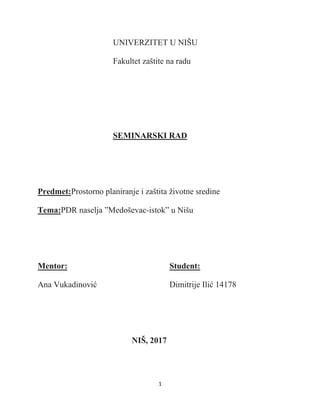 PDR naselja ”Medoševac-istok” u Nišu