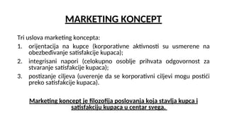 Marketing koncept i razvoj marketinga kao naučne discipline
