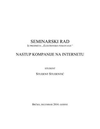 Nastup kompanije na internetu