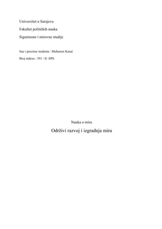 Održivi razvoj i izgradnja mira