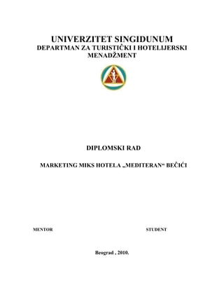 Marketing miks hotela “Mediteran” Bečići