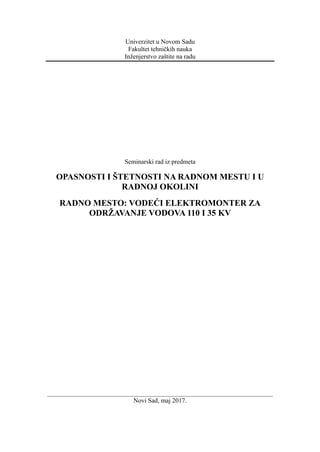 Opasnosti i štetnosti na radnom mestu i u radnoj okolini