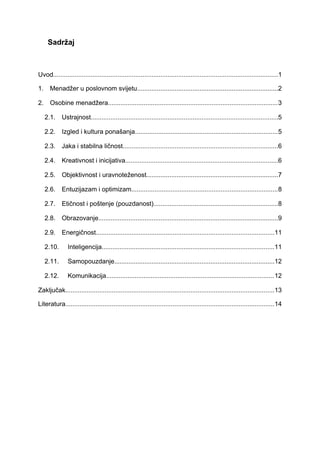 Osobine dobrog menadžera