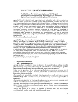 Liderstvo u turističkom preduzeću