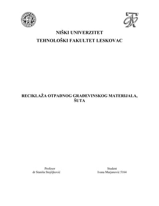 Reciklaža otpadnog građevinskog materijala-šuta