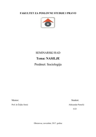 Nasilje: sociološki aspekti i definicije