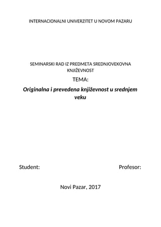 Originalna i prevedena književnost