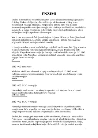 Enzimi: priroda, klasifikacija, mehanizam dejstva i faktori koji utiču na aktivnost