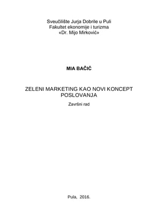 Zeleni marketing kao novi koncept poslovanja