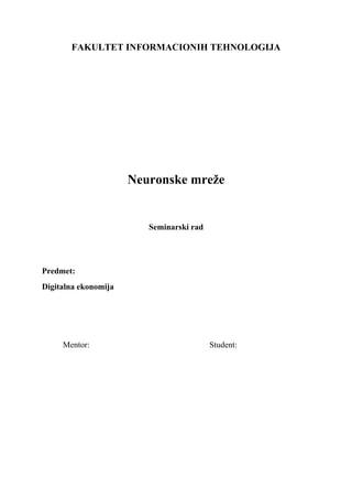 Neuronske mreže