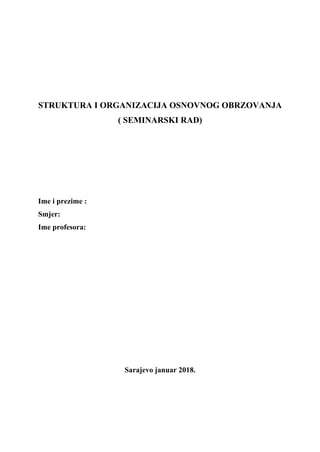 Struktura i organizacija osnovnog obrazovanja