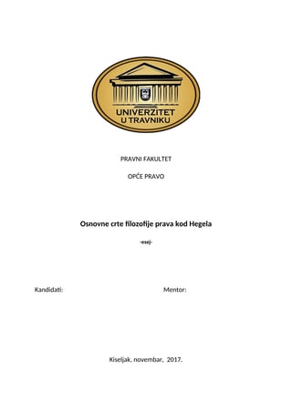 Osnovne crte filozofije prava kod Hegela