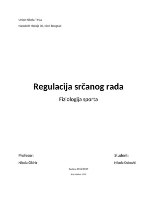 Regulacija srčanog rada