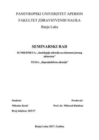 Reproduktivno zdravlje