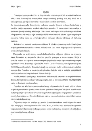 Presuda u parničnom postupku: pojam, vrste i pravno dejstvo