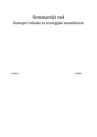 Koncepti i tehnike za strategijski menadžment
