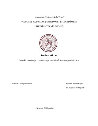 Interaktivno učenje i podučavanje zaposlenih korišćenjem interneta