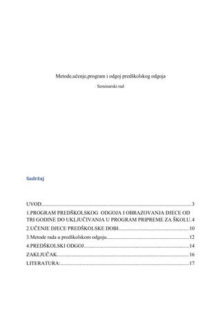 Metode,učenje, i program predškolskog odgoja