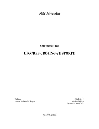 Upotreba dopinga u sportu